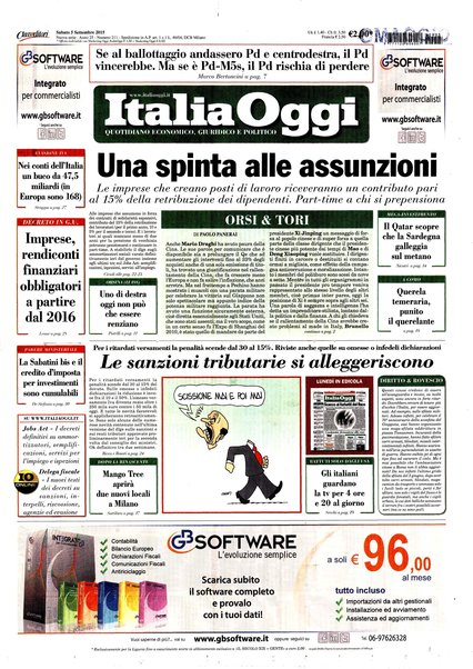 Italia oggi : quotidiano di economia finanza e politica